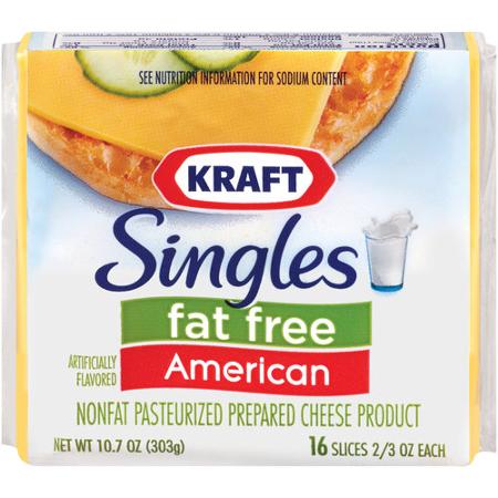 Kraft Singles: American Fat-Free Cheese Slices, 2/3 oz, 16 count from Waitrose